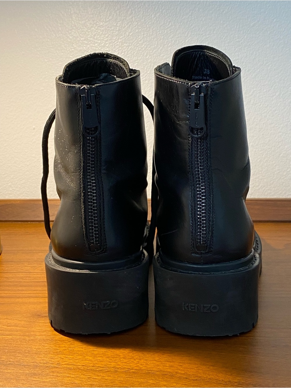 Kenzo Black Lace-Up Platform Combat Boots - Picture 3 of 10